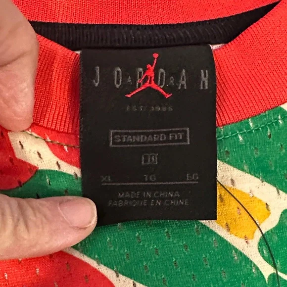 Nike Men's Multicolor Graphic Basketball Jersey - Green/Yellow/Red/White - Picture 4 of 6